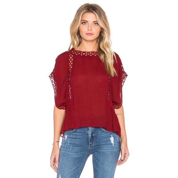 Tularosa Crimson Side Tie Blouse XS - Picture 2 of 8